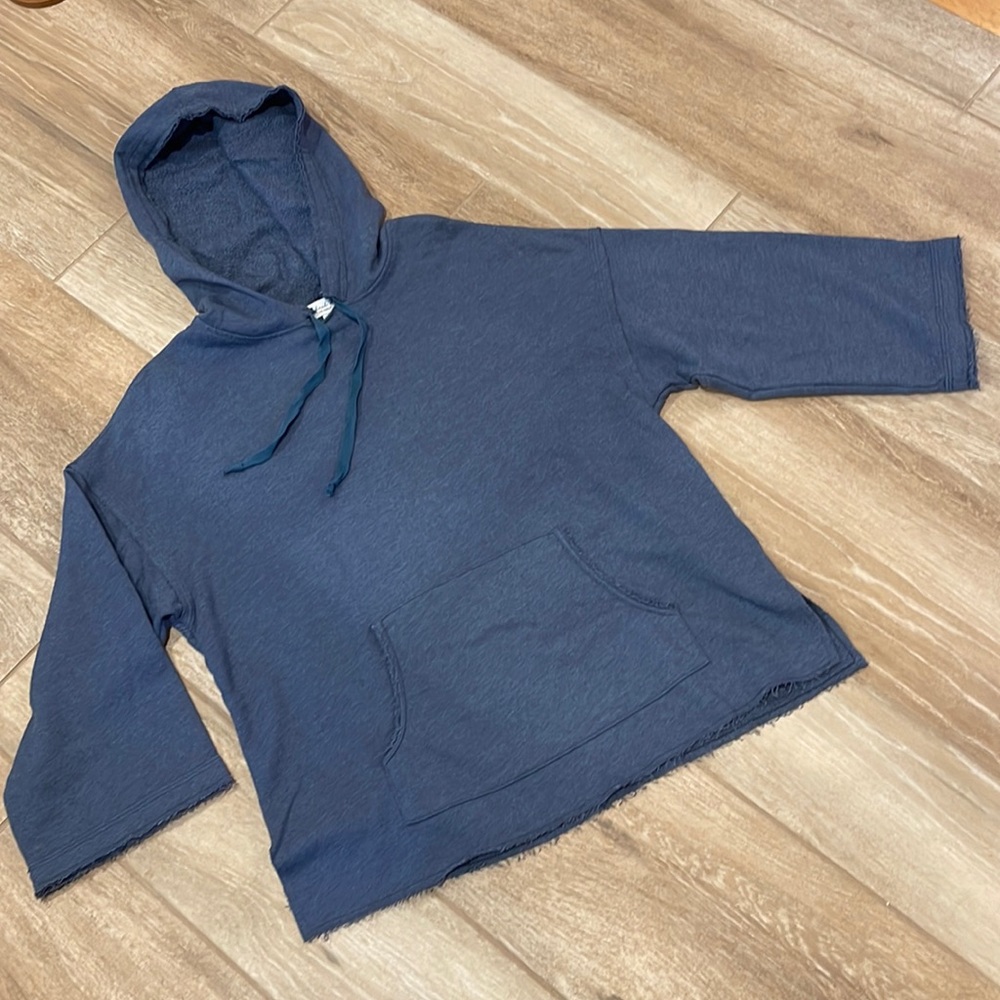 Michael Stars Demetria Hermosa French Terry Raw Edge Hoodie SMALL